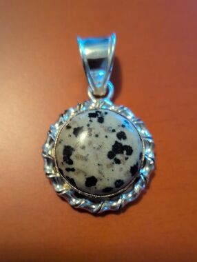 Dalmatian Jasper Sterling Silver Pendant Necklace - Vinage